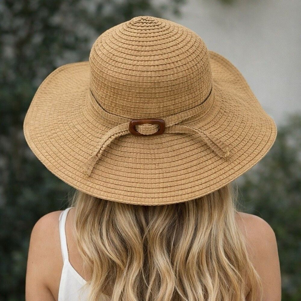 Cappelli Straworld Women’s Tan Wide Brim Sun Hat Buckle Strap One Size